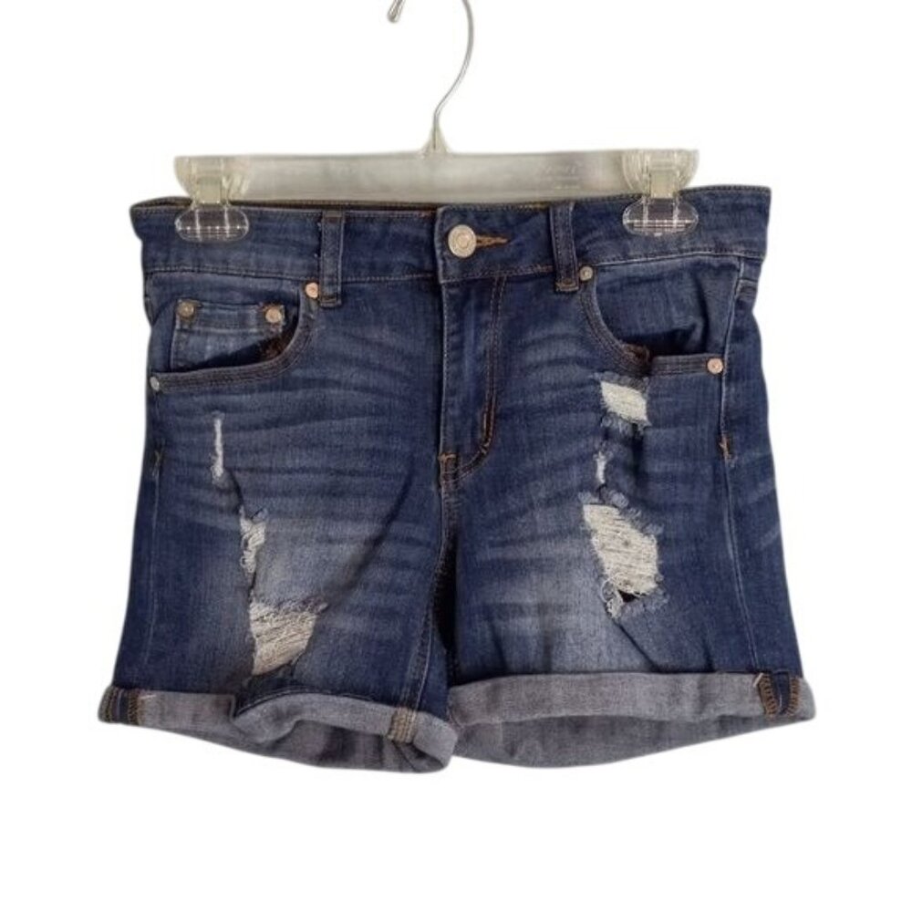 Indigo Rein Size 5 Shorts Juniors Denim Blue Jeans Destroyed Distressed Ripped